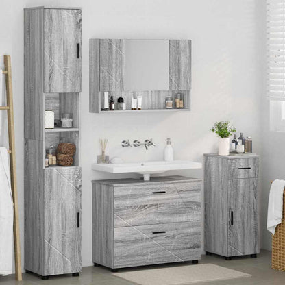 vidaXL Badezimmermöbel-Set 4 pcs Graues Sonoma Sperrholz und Metall