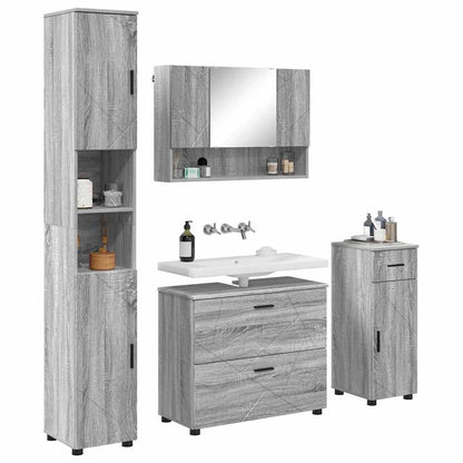 vidaXL Badezimmermöbel-Set 4 pcs Graues Sonoma Sperrholz und Metall