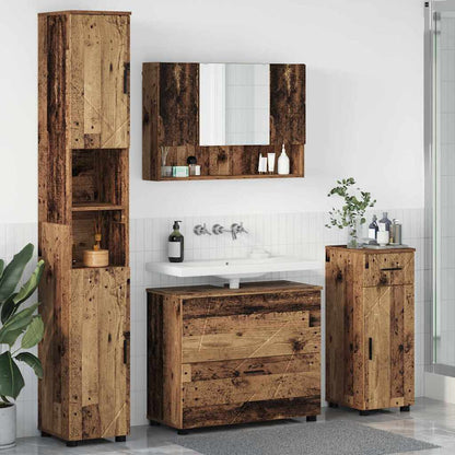vidaXL Badezimmermöbel-Set mit Tür 4 pcs Altholz Sperrholz und Metall