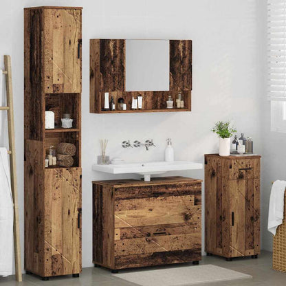 vidaXL Badezimmermöbel-Set mit Tür 4 pcs Altholz Sperrholz und Metall