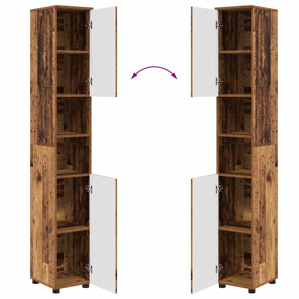 vidaXL Badezimmermöbel-Set mit Tür 4 pcs Altholz Sperrholz und Metall
