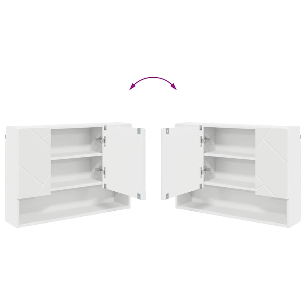 vidaXL Ensemble de meubles de salle de bain avec étagère 5 pcs Blanc Contreplaqué et Métal