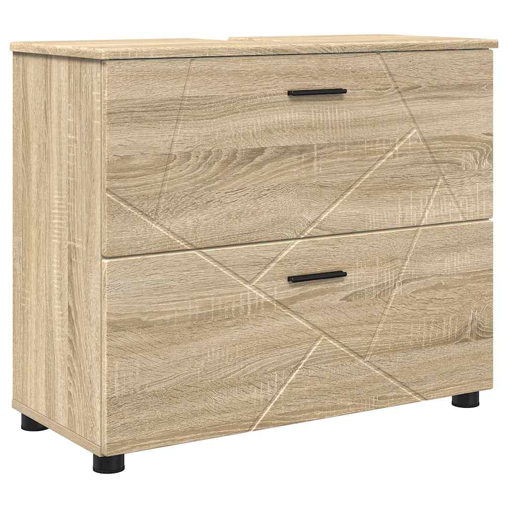 vidaXL Badezimmermöbel-Set 5 pcs Sonoma-Eiche Sperrholz und Metall
