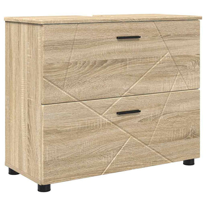 vidaXL Badezimmermöbel-Set 5 pcs Sonoma-Eiche Sperrholz und Metall