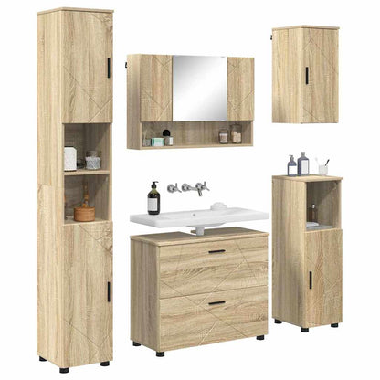 vidaXL Badezimmermöbel-Set 5 pcs Sonoma-Eiche Sperrholz und Metall