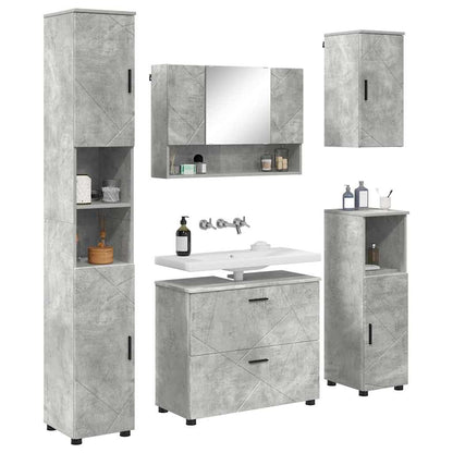 vidaXL Ensemble de meubles de salle de bain 5 pcs Gris béton Contreplaqué et métal