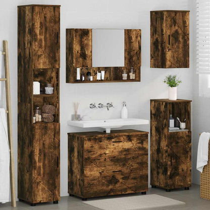 vidaXL Ensemble de meubles de salle de bain avec tiroirs 5 pcs Chêne fumé