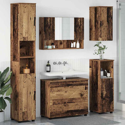 vidaXL Ensemble de meubles de salle de bain avec porte 5 pcs Bois recyclé Contreplaqué et métal