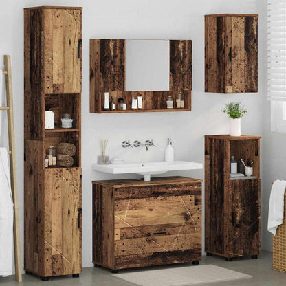 vidaXL Ensemble de meubles de salle de bain avec porte 5 pcs Bois recyclé Contreplaqué et métal