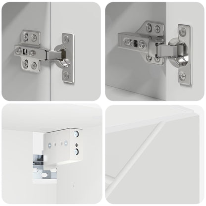 vidaXL Ensemble de meubles de salle de bain avec étagère 5 pcs Blanc Contreplaqué et métal