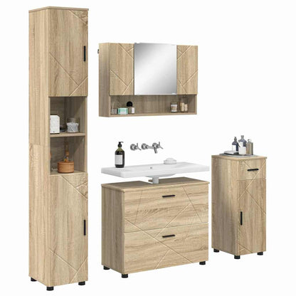 vidaXL Ensemble de meubles de salle de bain 5 pcs Chêne Sonoma contreplaqué et métal