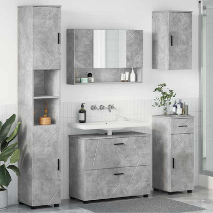 vidaXL Ensemble de meubles de salle de bain 5 pcs Gris béton Bois d'ingénierie et métal