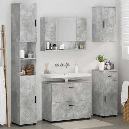 vidaXL Ensemble de meubles de salle de bain 5 pcs Gris béton Bois d'ingénierie et métal