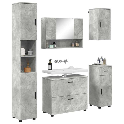 vidaXL Ensemble de meubles de salle de bain 5 pcs Gris béton Bois d'ingénierie et métal