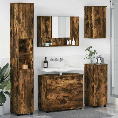 vidaXL Ensemble de meubles de salle de bain avec tiroirs 5 pcs Chêne fumé