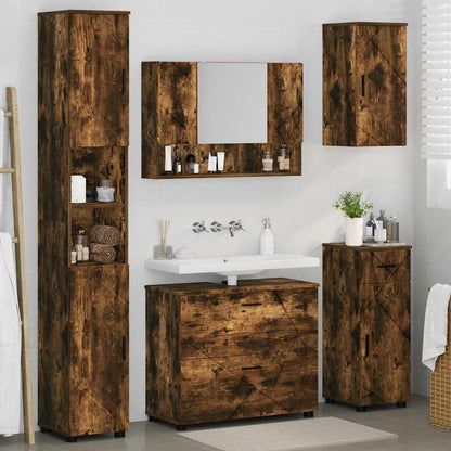 vidaXL Ensemble de meubles de salle de bain avec tiroirs 5 pcs Chêne fumé