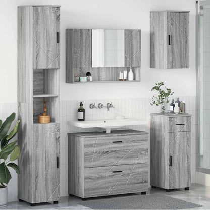 vidaXL Badezimmermöbel-Set 5 pcs Graues Sonoma Sperrholz und Metall