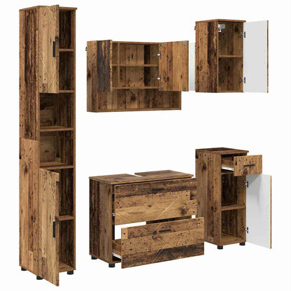 vidaXL Ensemble de meubles de salle de bain avec porte 5 pcs Bois de récupération contreplaqué et métal