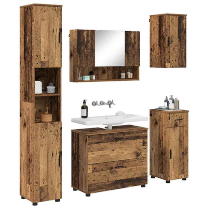 vidaXL Ensemble de meubles de salle de bain avec porte 5 pcs Bois de récupération contreplaqué et métal