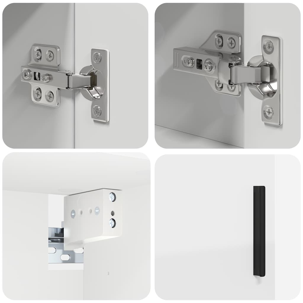 vidaXL Ensemble de meubles de salle de bain avec étagère 4 pcs Blanc Contreplaqué et Métal