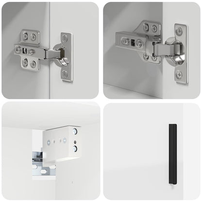 vidaXL Ensemble de meubles de salle de bain avec étagère 4 pcs Blanc Contreplaqué et Métal