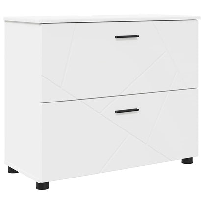 vidaXL Ensemble de meubles de salle de bain avec étagère 4 pcs Blanc Contreplaqué et Métal