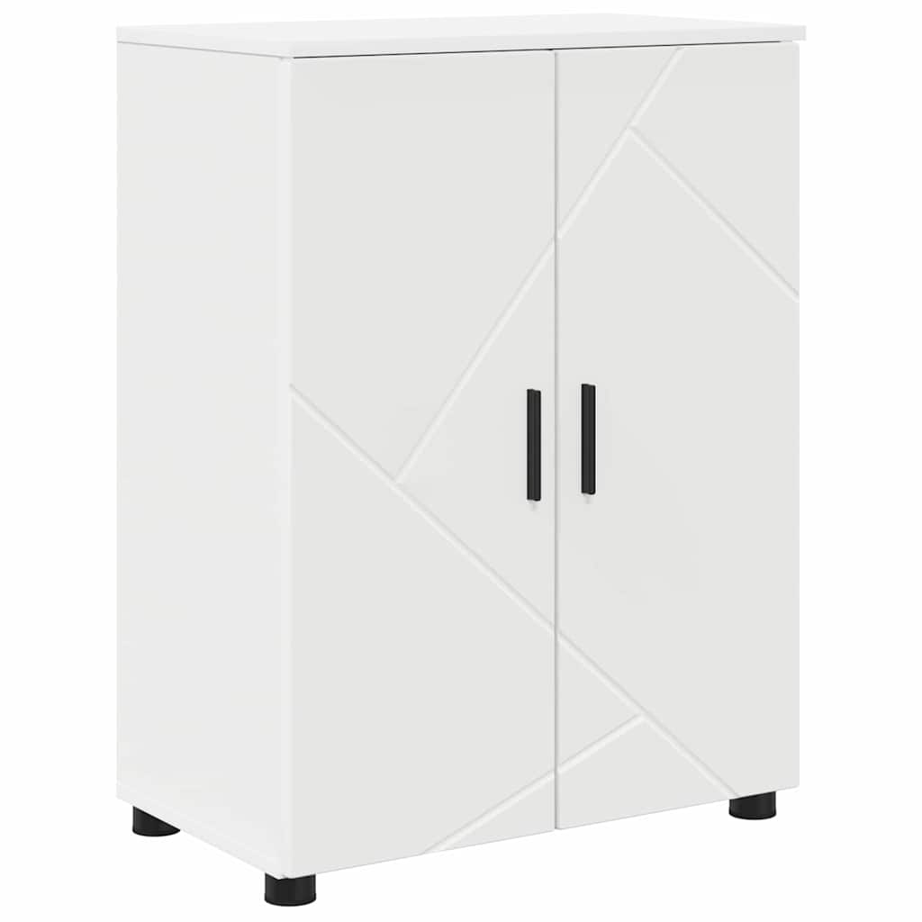 vidaXL Ensemble de meubles de salle de bain avec étagère 4 pcs Blanc Contreplaqué et Métal