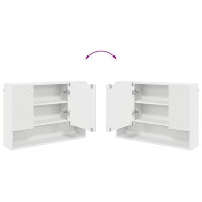 vidaXL Ensemble de meubles de salle de bain avec étagère 4 pcs Blanc Contreplaqué et Métal