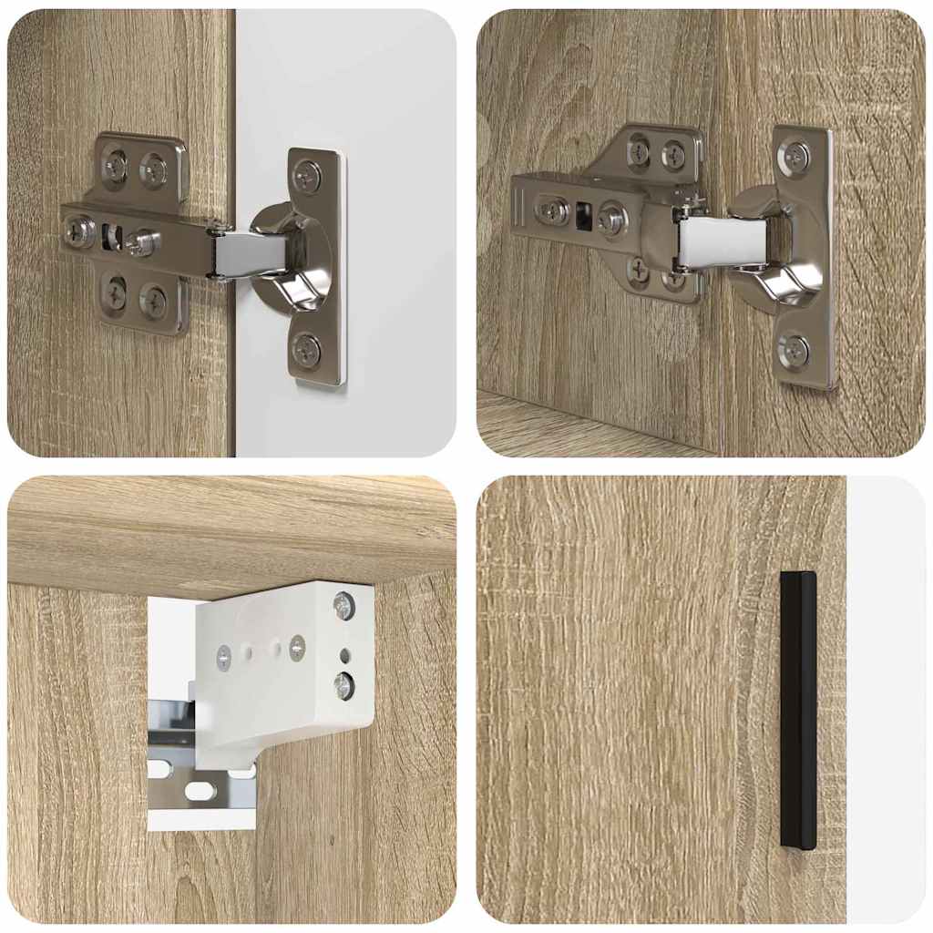 vidaXL Ensemble de meubles de salle de bain 4 pcs Chêne Sonoma contreplaqué et métal