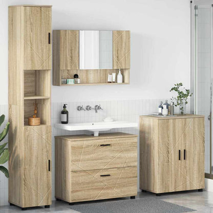 vidaXL Ensemble de meubles de salle de bain 4 pcs Chêne Sonoma contreplaqué et métal