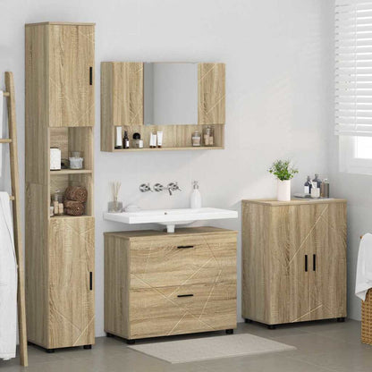 vidaXL Ensemble de meubles de salle de bain 4 pcs Chêne Sonoma contreplaqué et métal