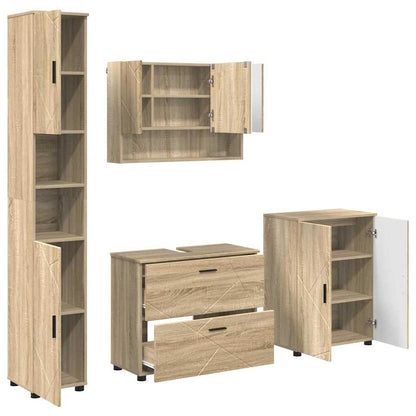 vidaXL Ensemble de meubles de salle de bain 4 pcs Chêne Sonoma contreplaqué et métal