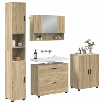 vidaXL Ensemble de meubles de salle de bain 4 pcs Chêne Sonoma contreplaqué et métal