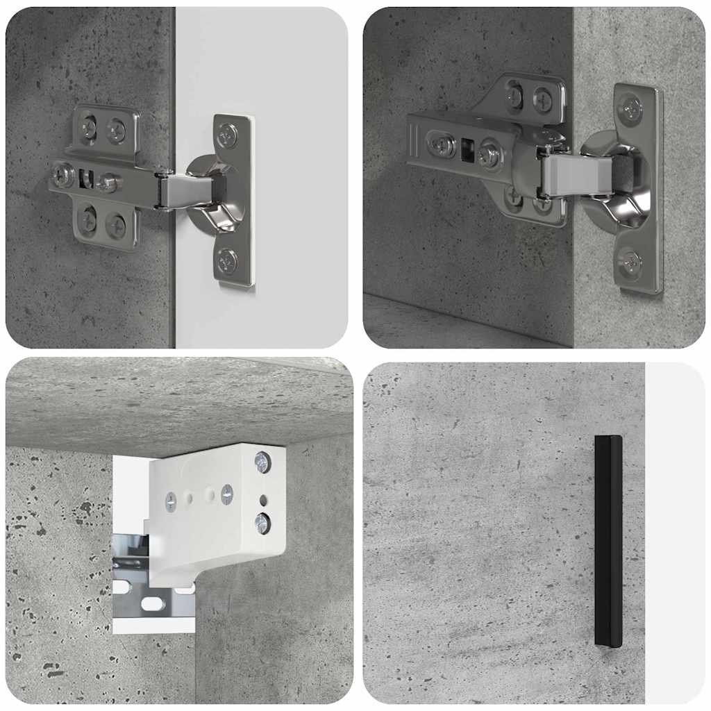 vidaXL Badezimmermöbel-Set 4 pcs Beton Grau Sperrholz und Metall