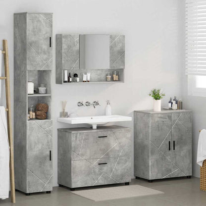 vidaXL Badezimmermöbel-Set 4 pcs Beton Grau Sperrholz und Metall