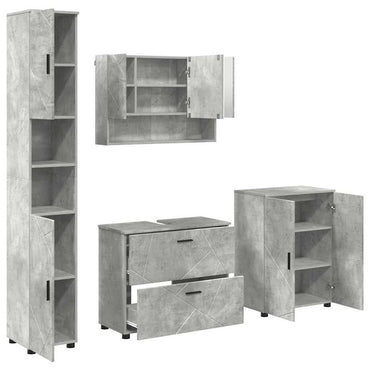 vidaXL Badezimmermöbel-Set 4 pcs Beton Grau Sperrholz und Metall