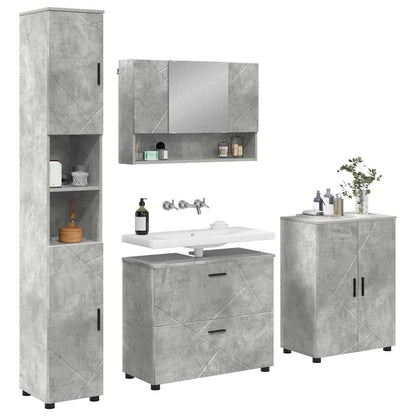 vidaXL Badezimmermöbel-Set 4 pcs Beton Grau Sperrholz und Metall