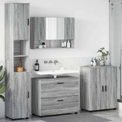vidaXL Badezimmermöbel-Set 4 pcs Graues Sonoma Sperrholz und Metall