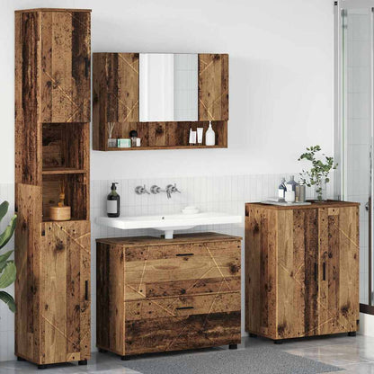 vidaXL Badezimmermöbel-Set mit Tür 4 pcs Altholz Sperrholz und Metall