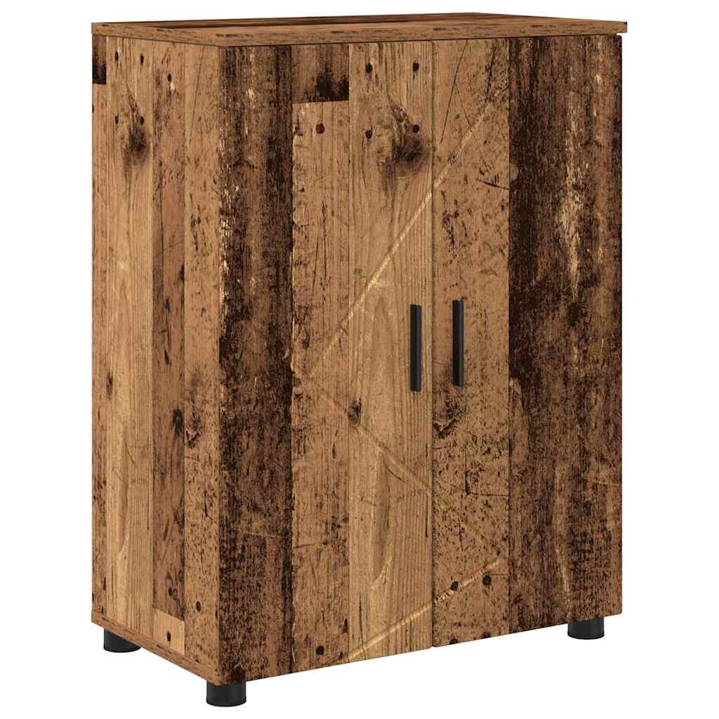 vidaXL Badezimmermöbel-Set mit Tür 4 pcs Altholz Sperrholz und Metall