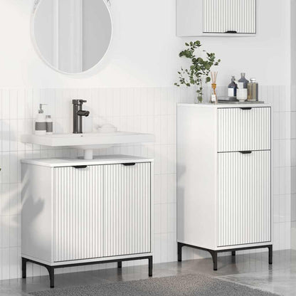 vidaXL Badezimmermöbel-Set mit Regal 2 pcs Weiß Sperrholz und Metall