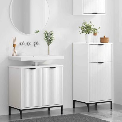 vidaXL Badezimmermöbel-Set mit Regal 2 pcs Weiß Sperrholz und Metall