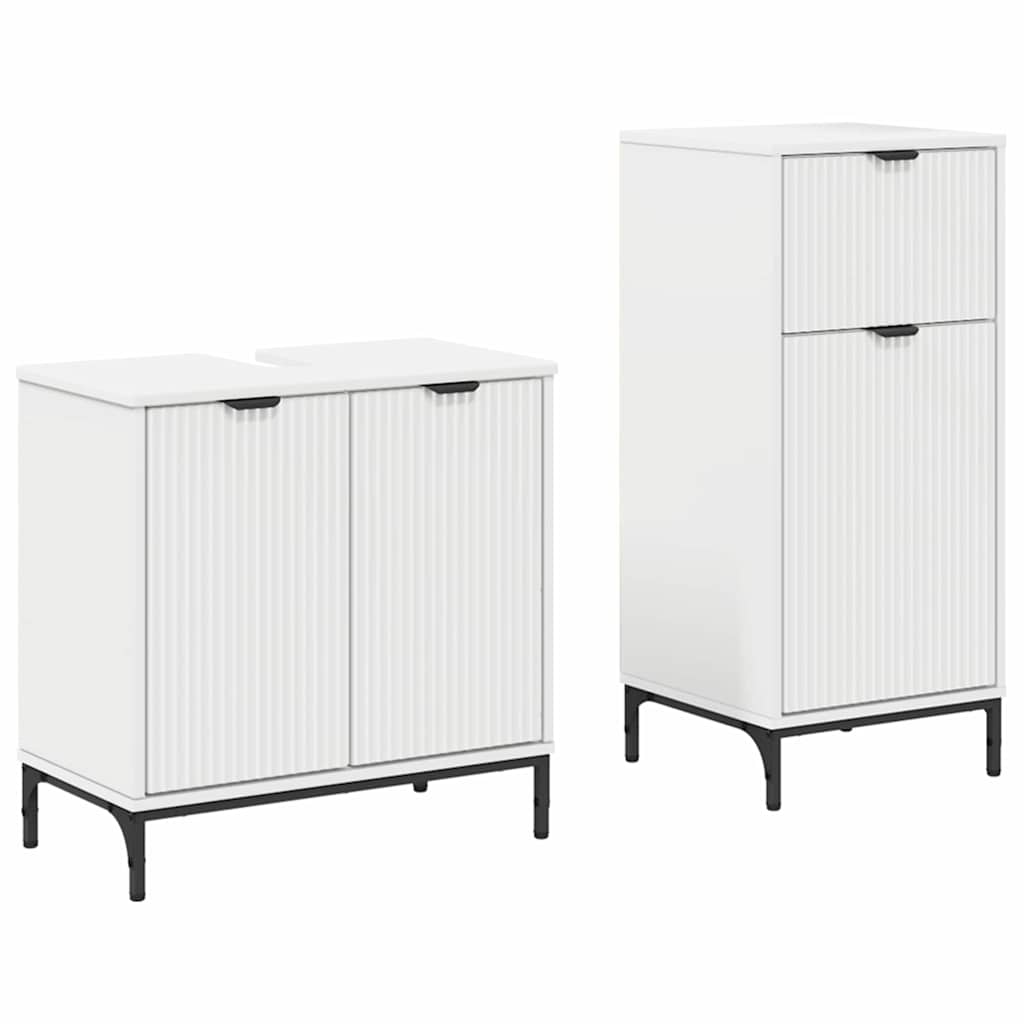 vidaXL Badezimmermöbel-Set mit Regal 2 pcs Weiß Sperrholz und Metall