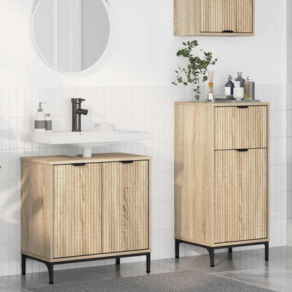vidaXL Badezimmermöbel-Set 2 pcs Sonoma-Eiche Sperrholz und Metall