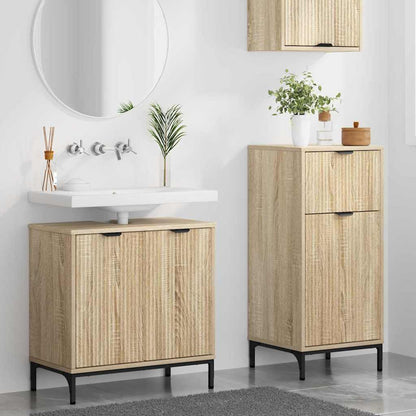 vidaXL Badezimmermöbel-Set 2 pcs Sonoma-Eiche Sperrholz und Metall