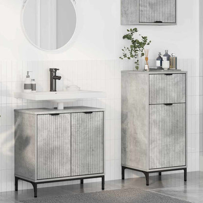 vidaXL Badezimmermöbel-Set 2 pcs Beton Grau Sperrholz und Metall