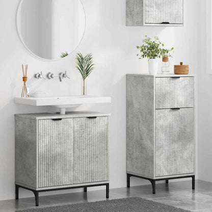 vidaXL Badezimmermöbel-Set 2 pcs Beton Grau Sperrholz und Metall