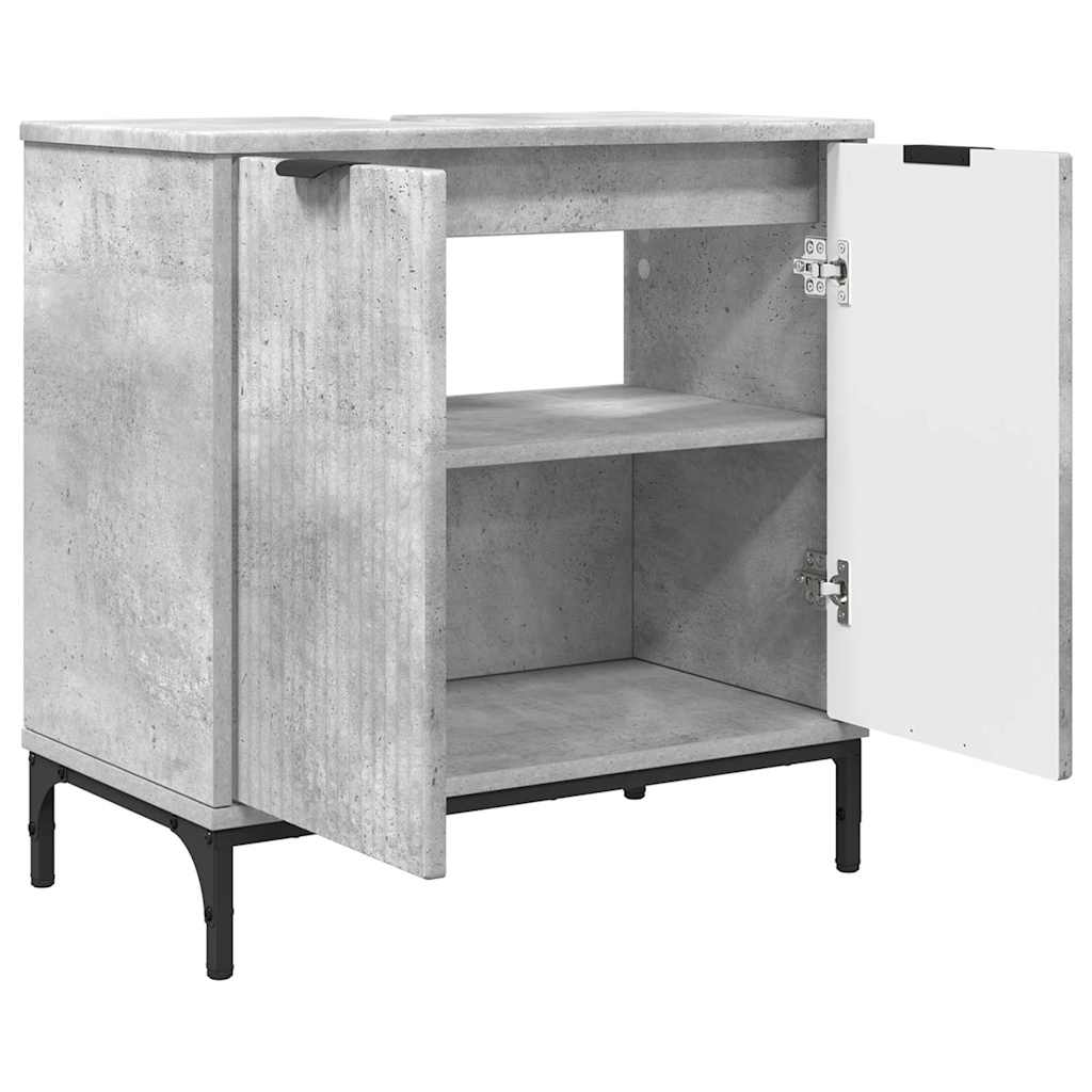 vidaXL Badezimmermöbel-Set 2 pcs Beton Grau Sperrholz und Metall