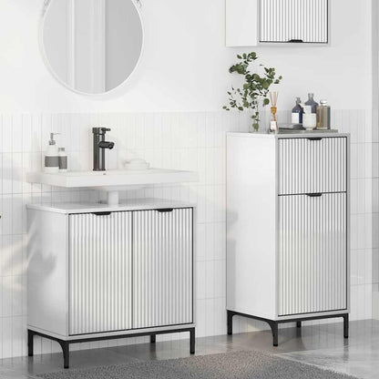 vidaXL Badezimmermöbel-Set 2 pcs Hochglanz Weiß Sperrholz und Metall