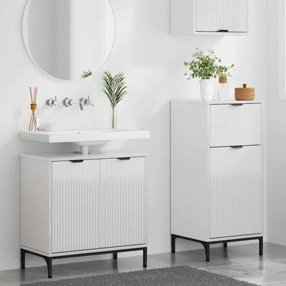 vidaXL Badezimmermöbel-Set 2 pcs Hochglanz Weiß Sperrholz und Metall